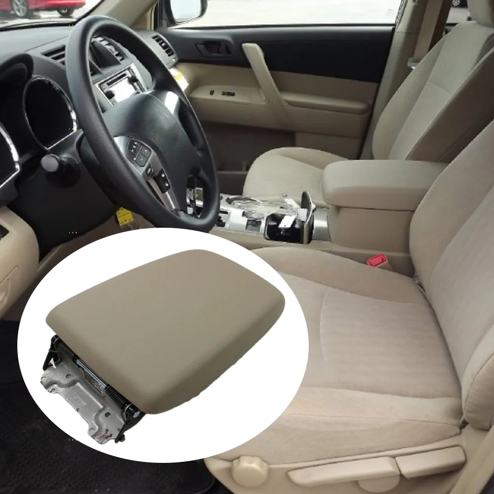 لتويوتا هايلاندر 2008 2009 2010 2011 2012 2013 الجلود مسند ذراع السيارة صندوق وحدة التحكم المركزية مزلاج غطاء مسند الذراع غطاء #5