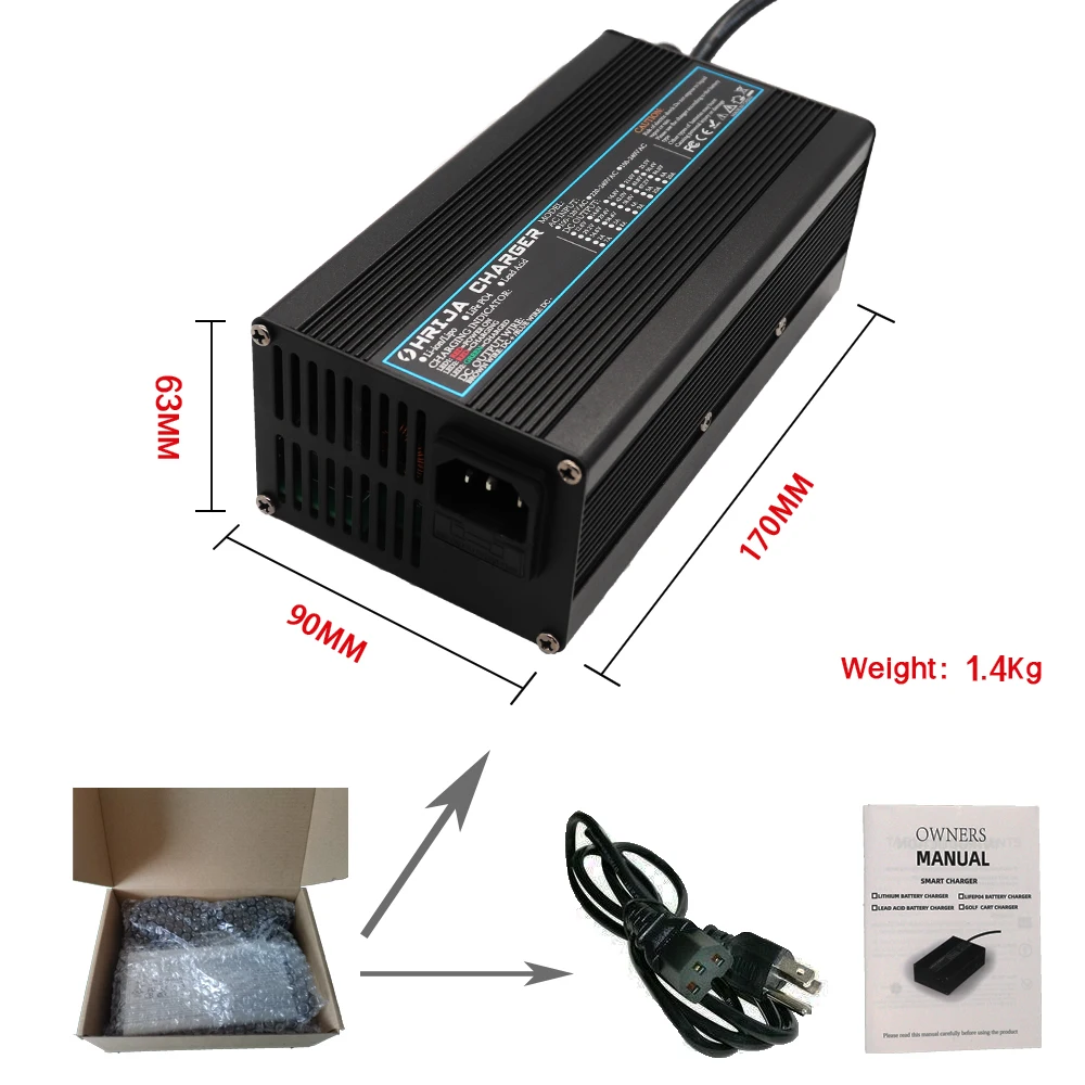 Inteligentna ładowarka 71.4V 10A aluminiowa obudowa nadaje się do akumulator litowo-jonowy samochodu 17S 62.9V na zewnątrz, deskorolka elektryczna