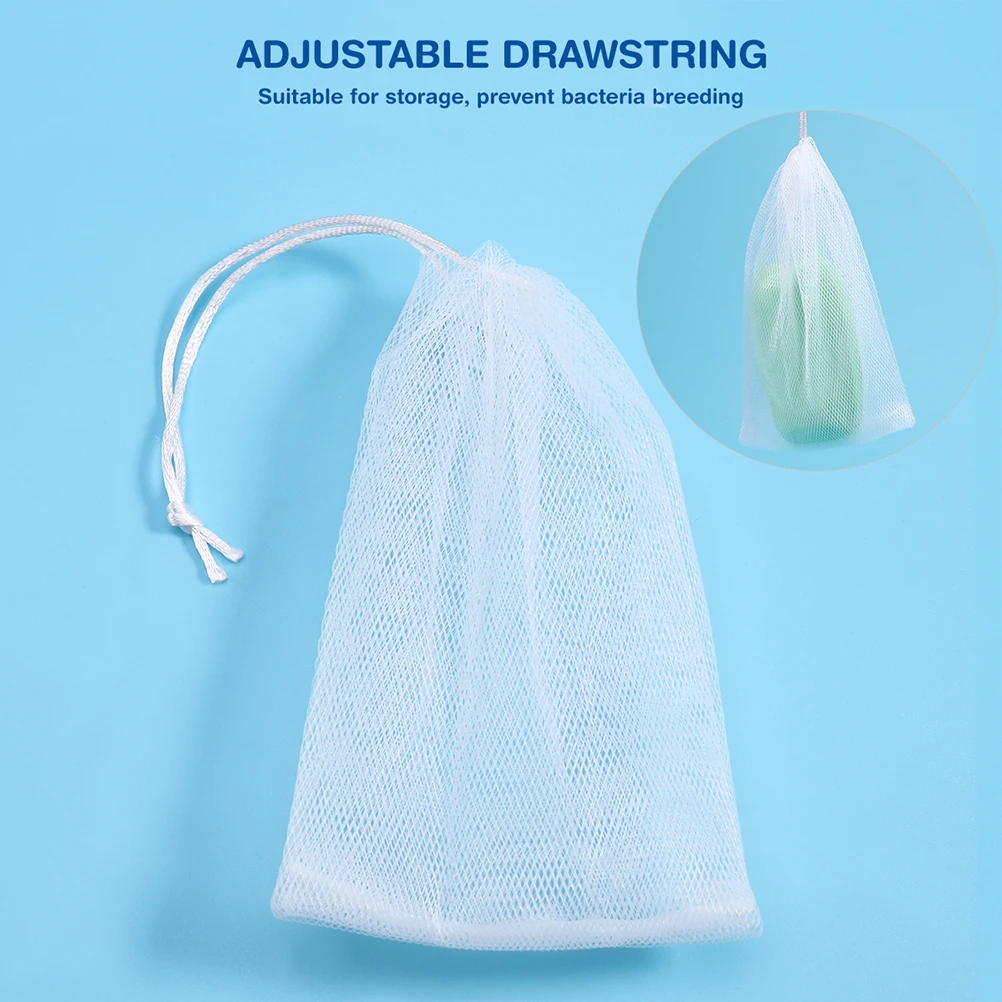 

20Pcs Soap Net Drawstring Bag Soap Pouch Body Facial Cleansing Foaming Net Bubble Maker Quick Drying Pouch Foaming Net,