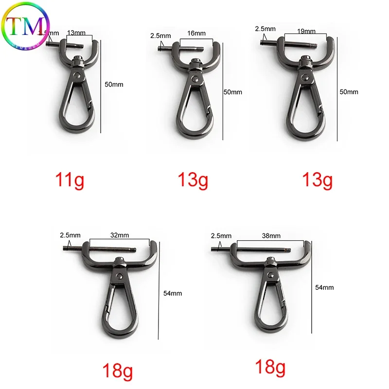 13-16-19-26-32-38MM Metal Openable Snap Trigger Swivel Snap Hooks For Handbag Purse Carabiner Snap Hook DIY KeyChain Accessories