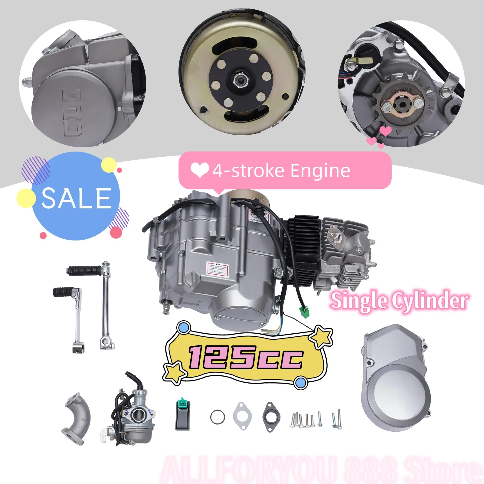 4 Stroke 125cc Engine Motor Manual Clutch Dirt Bike Engine Motor Complete Kit  For Honda CRF50 CRF70 XR50 CT70 CT90 CT110