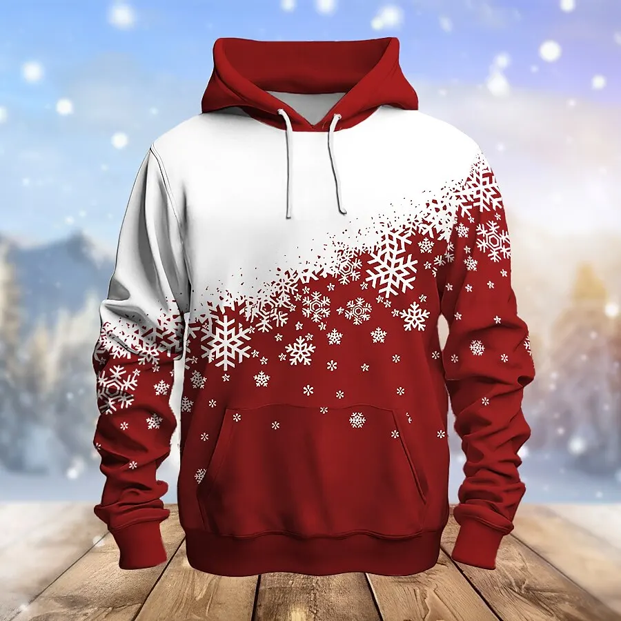 

Simple Snowflake Graphic Men's Women's Hoodies 3D Printed Christmas Style Long Sleeve Hooded Clothes Fashion Creative Sweatshirt