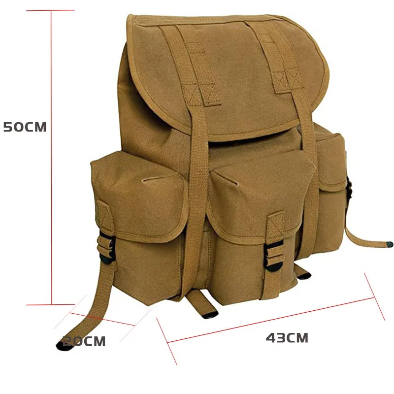 Tactical Military Retro Backpack M14 WW2 US Army Style Running Bag Canvas Camping Equipment Storage Pack High-capacity Rucksack