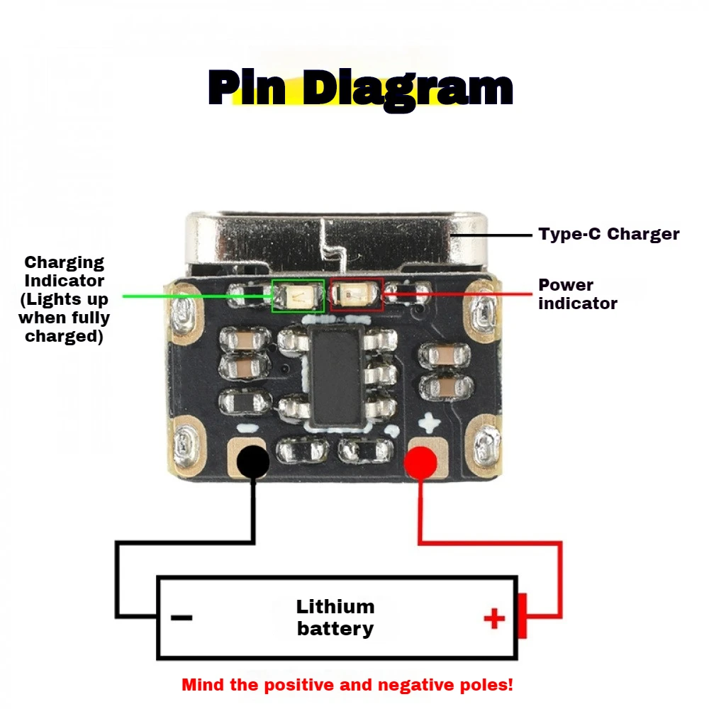 Mini placa de protección de carga de batería de iones de litio, 3,7 V, 4,2 V, 18650, placa de protección de energía de carga de teclado, entrada tipo C N/con Cable