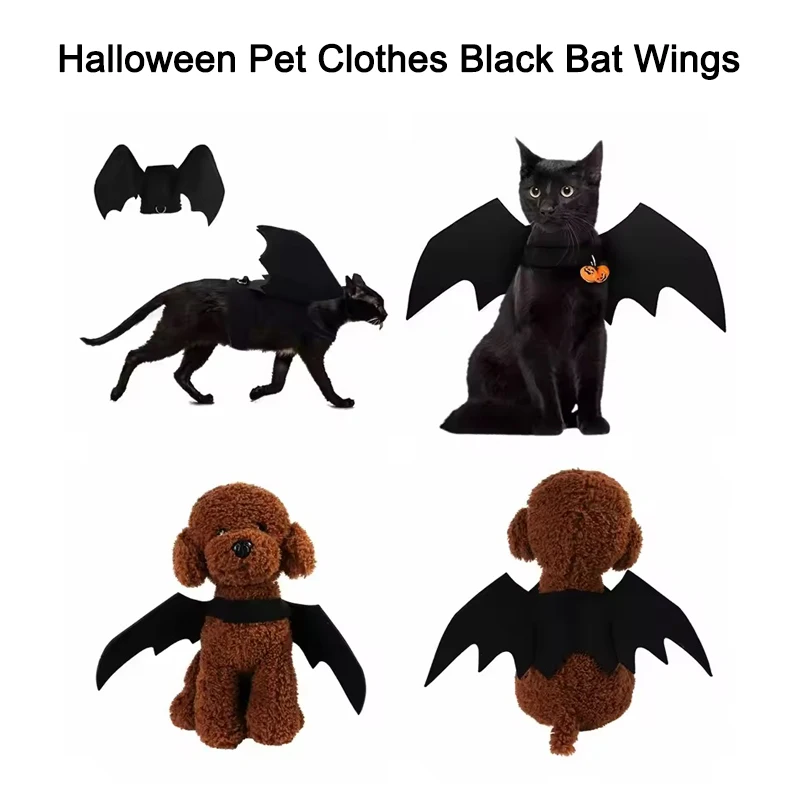 

Cute Pet Clothes Black Bat Wings Harness Costume For Halloween Cosplay Cat Dog Halloween Party Dress Up Accessories Pet Supplies