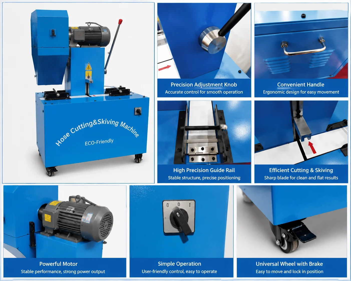 1/4 to2 inch hydraulic rubber hose cutting and peeling machine multi-functional all-in-one machine for dust-free hose processing