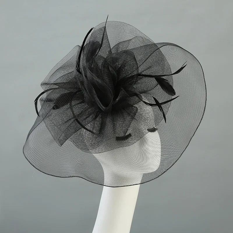 Woman Bridal tulle hat elegant cheongsam accessory vintage-style veil small top hats for wedding bride tea party evening gowns