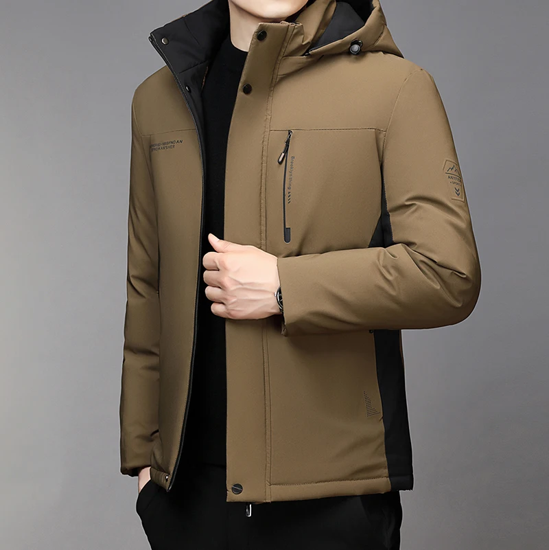 

Outwear Male Clothing Men's Winter Parka Windproof Coat Parkas Casual Thickened Removable Hood Jacket The Hat Can Be Removed