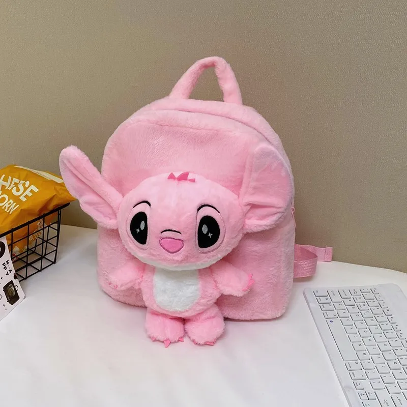 2026 New Kawaii Large Capacity Stitch Double Backpack Cute Girly Heart Plush Toy Backpack Travel Bag Girl Birthday Gift