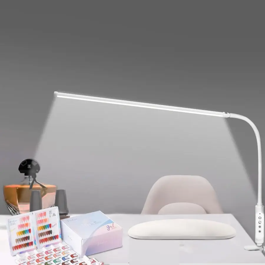 

Nail Light for Desk 360 Adjustable Nail Lamp for Desk with 3 Color Modes 5 Brightness, 23.6Inch Led Desk Lamp for Salon Manicuri