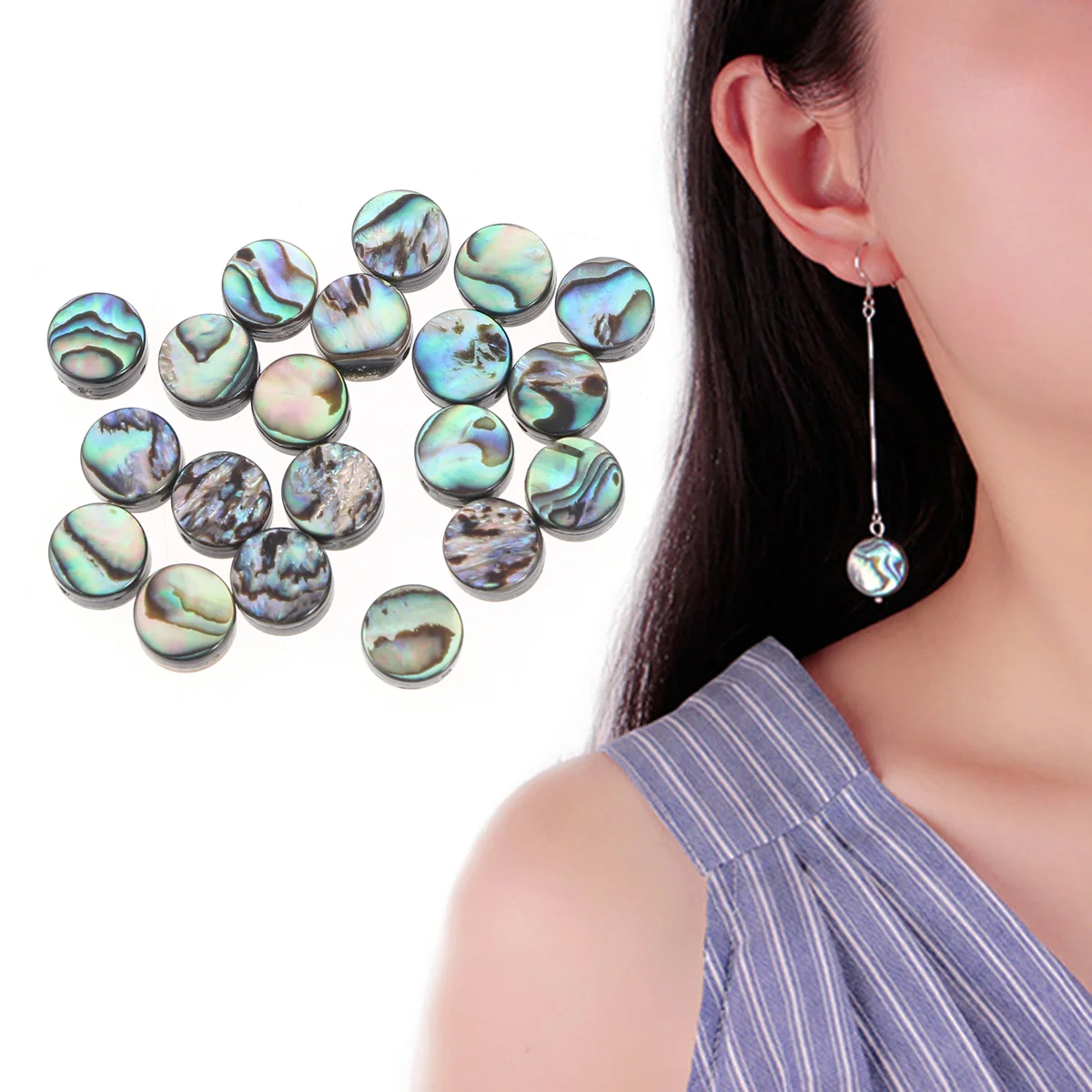 20 PCS DIY Perlen Schmuck Zubehör 8 MM Lose Maniküre Kit Suite Manuelle Abalone Shell