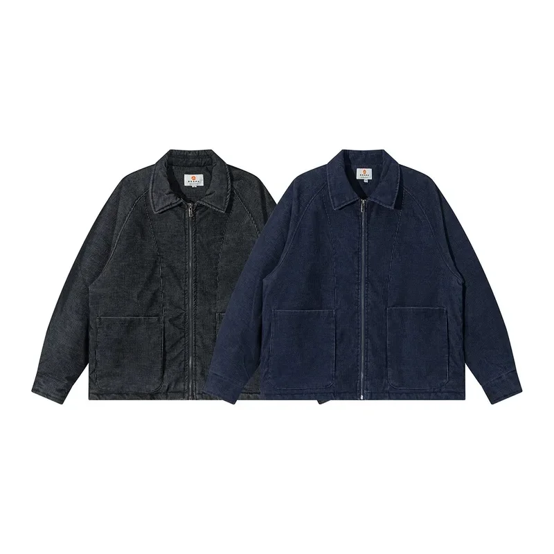 Men Japanese Streetwear Retro Corduroy Thicken Padded Cotton Coat Warm Amikaji Cargo Parkas Jacket Cityboy Outerwear view 4