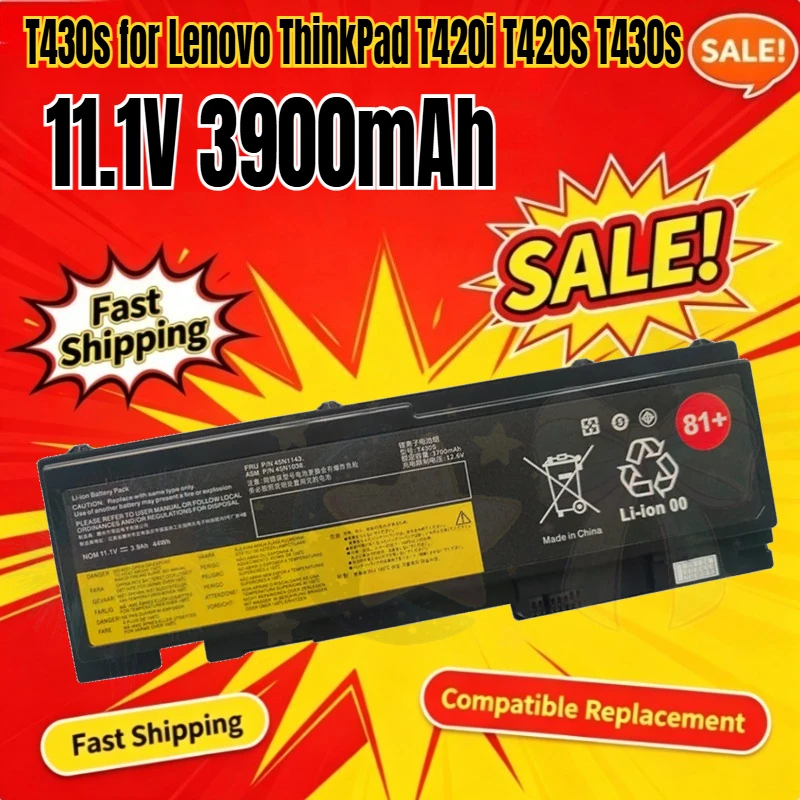 T430s Laptop Battery Compatible 11.1V 44Wh for Lenovo ThinkPad T420i T420s T430s 0A36287 42T4844 42T4845 42T4846 42T4847 45N103