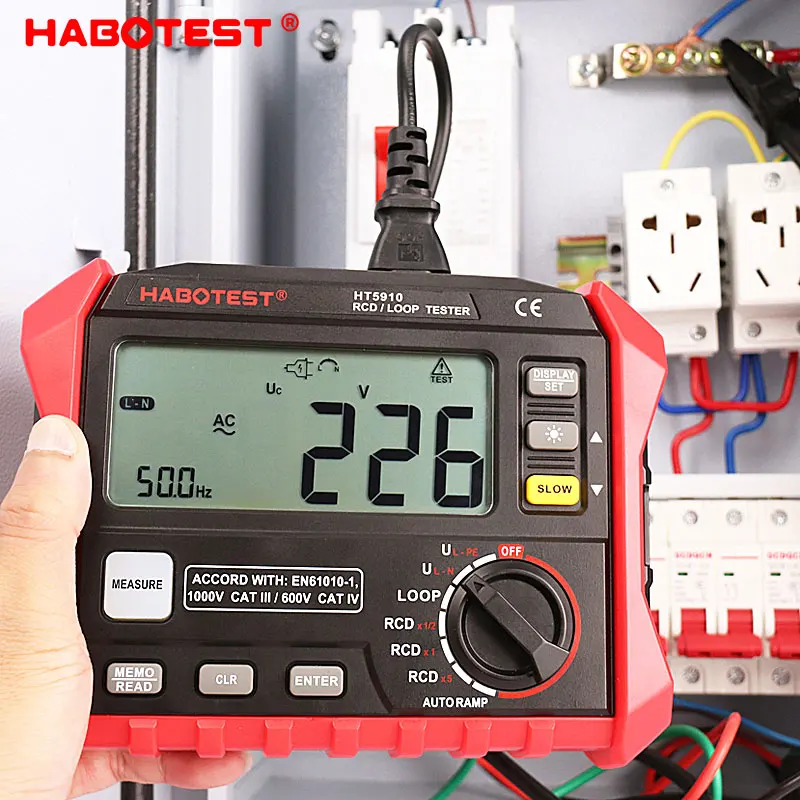 4.7-inch large LCD Digital Resistance Meter RCD/Loop Tester HT5910 HT2302 1000 Data Storage 0~440V Leakage Switch Tester