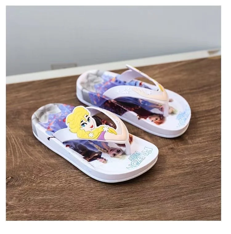 Summer Children Slippers Baby Boy Girl Cartoon Spiderman Mickey Frozen Elsa Print Cute Soft Flip Flop Kid Beach Wear Shoes 24-35