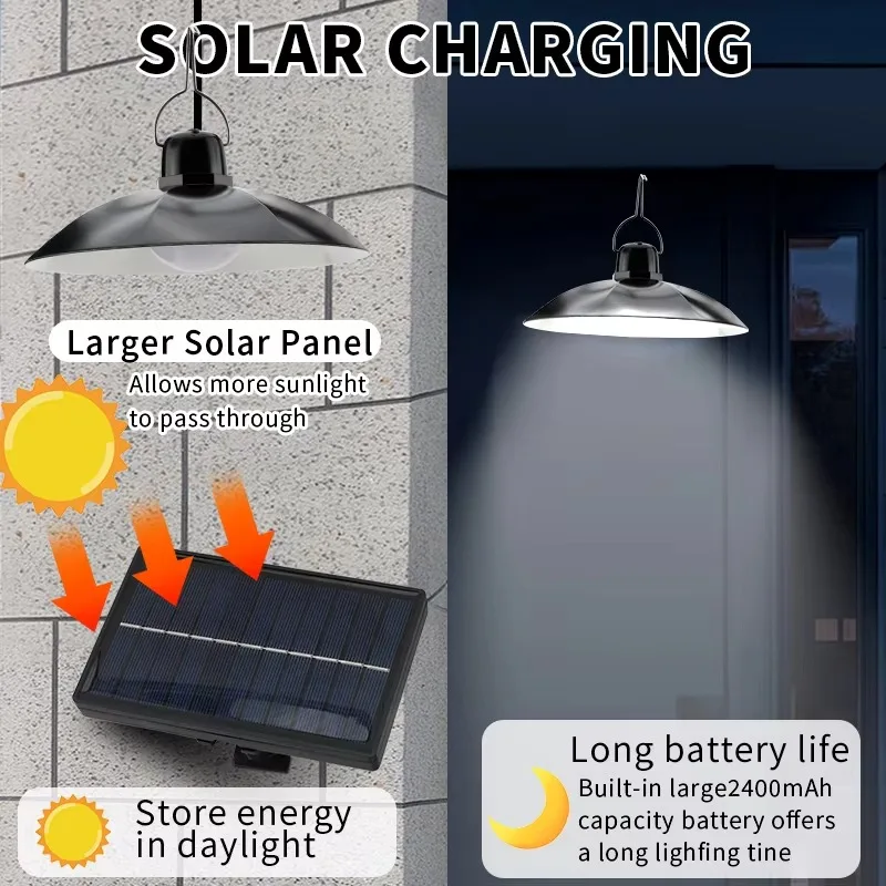 Single/Double Head Solar Pendant Light Led Solar Powered Lamp White Light with Remote Control Chandelier Camping Outdoor Garden