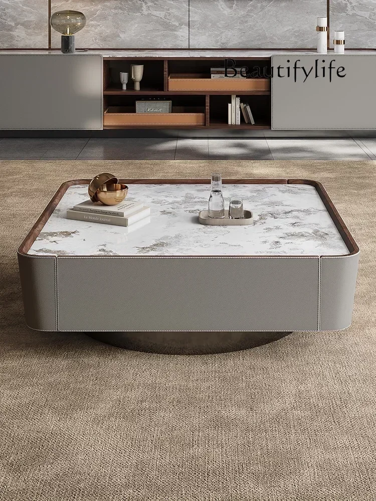 Modern Light Luxury Delifeng Stone Plate Coffee Table Italian Minimalist Living Room TV Cabinet and Tea Table Combination