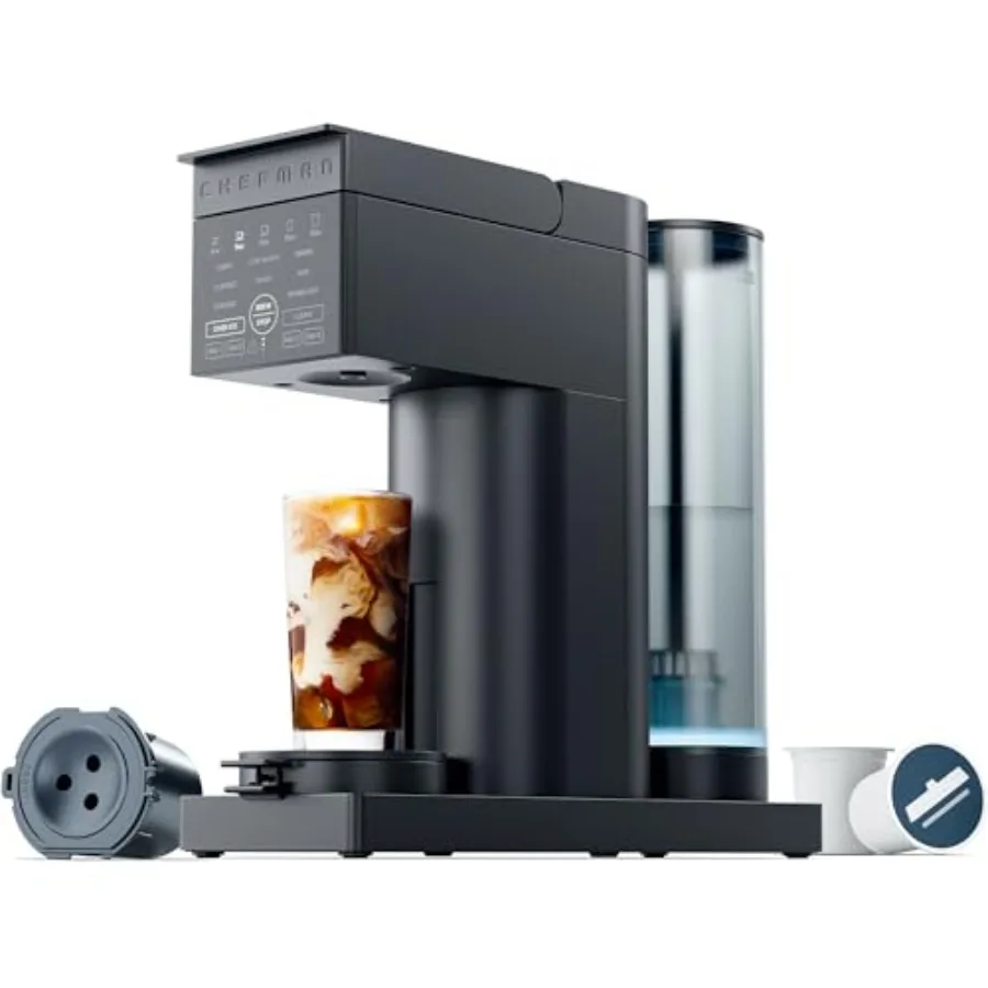 Caffeinator Single Serve Coffee Maker for Kcups Grounds Drip Coffee Machine with Brew Strength Settings Iced Coffee Function 48