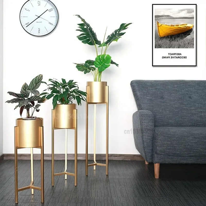 Customizable Golden Flower Shelf, Nordic Indoor Iron Pot Holder, Gold Floorstanding Plant Stand, Home Decorative Flower Rack