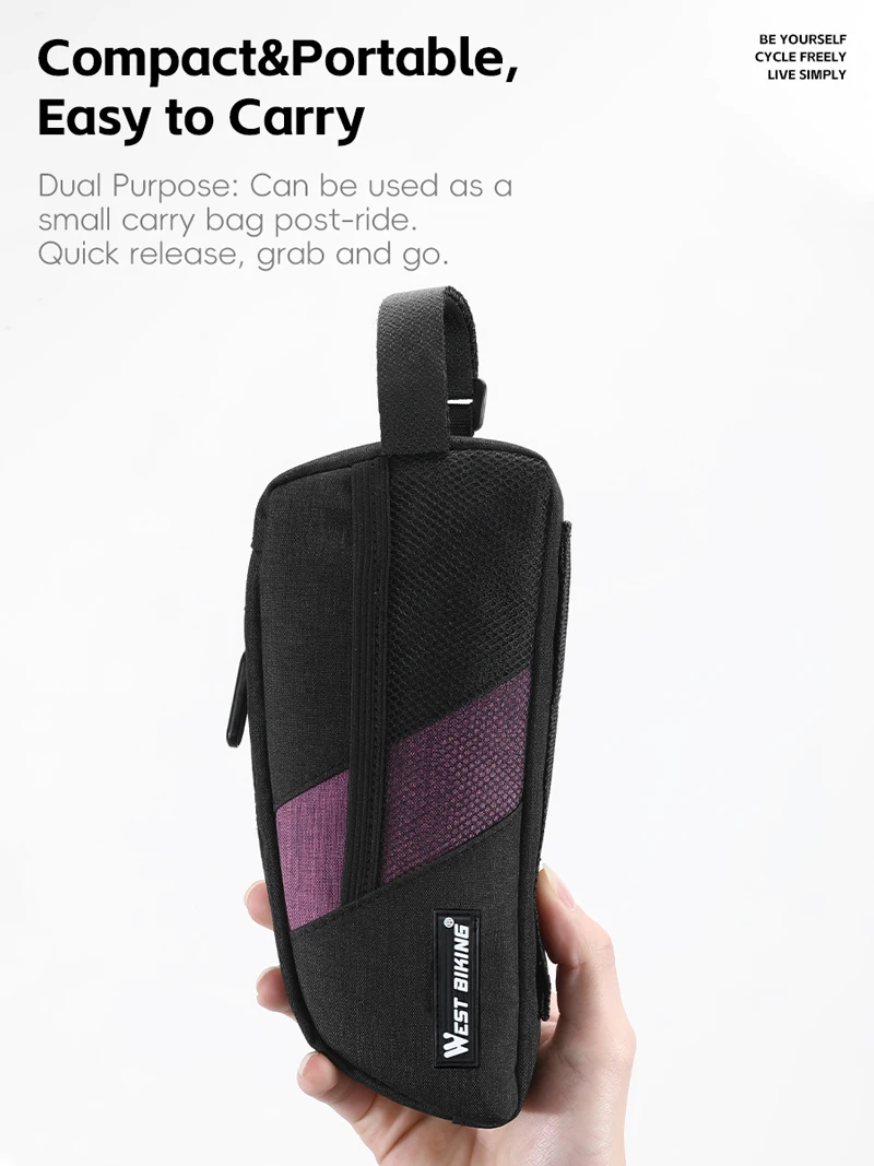 WEST BIKING Mini Tragbare Fahrrad-Oberrohrtasche Stromlinienförmiges Design Fahrradtasche Vorderrahmentasche für MTB Rennrad Fahrradzubehör – Detail 4