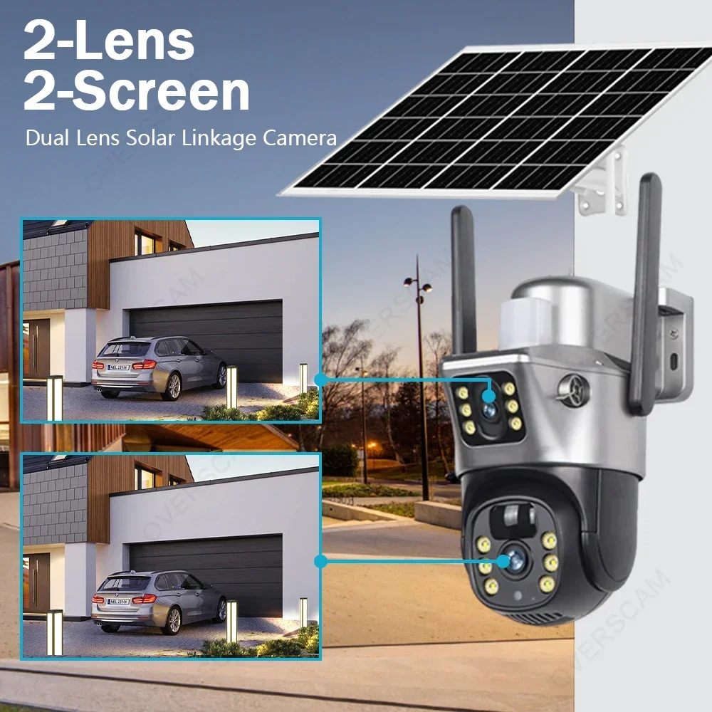 8MP 4K Solar 4G Sim Camera Outdoor Draadloze CCTV Bewakingscamera Met Zonnepaneel Dual Lens PTZ IP Cam Beveiliging