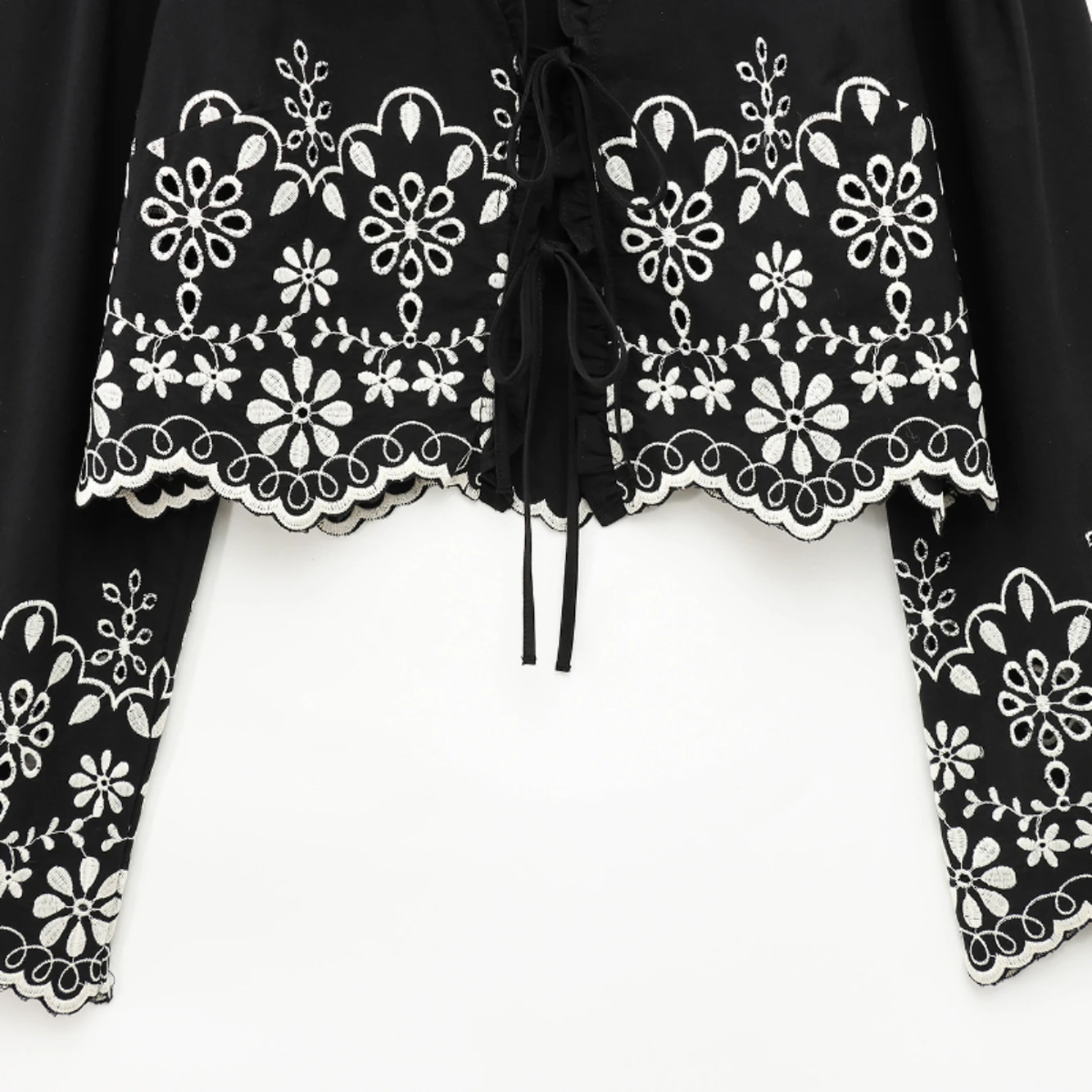 Blusa de Aodón para Mujer JNLEAOG, Diseño Calado Bordado, Estilo Otoñal, Cuello en V, Manga Larga, Corta, Tela de Poliéster