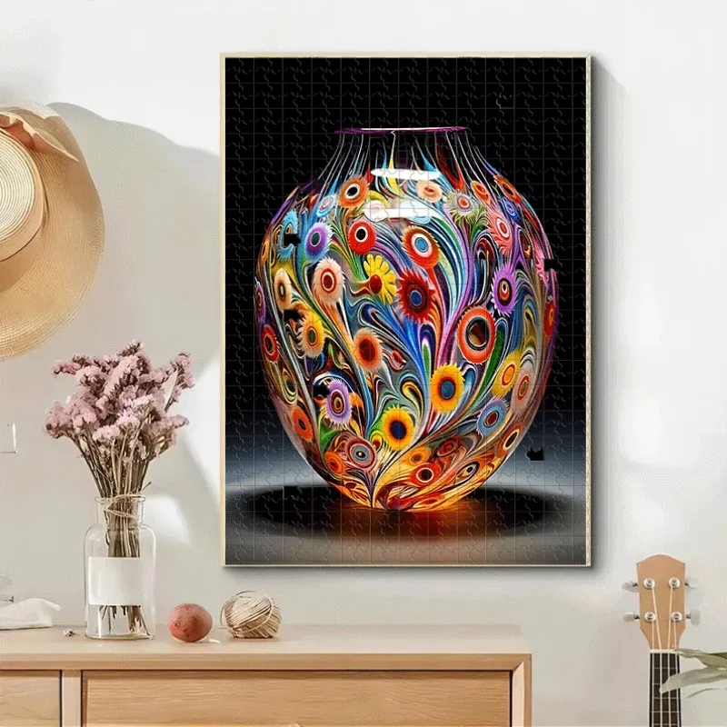 Vase, Colorful Pattern Puzzle 500pcs/1000pcs Adult Puzzle - Interactive Family Game, College Roommate Interaction - Brain Chal image 2