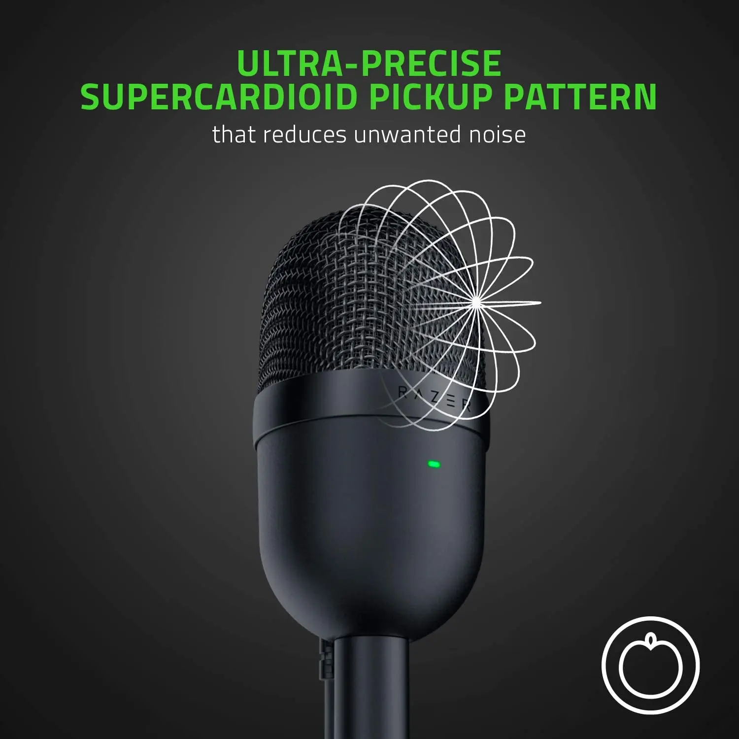 ميكروفون أصلي بمكثف USB صغير من Razer Seiren، ميكروفون بث مدمج للغاية مع نمط لاقط فائق القلب