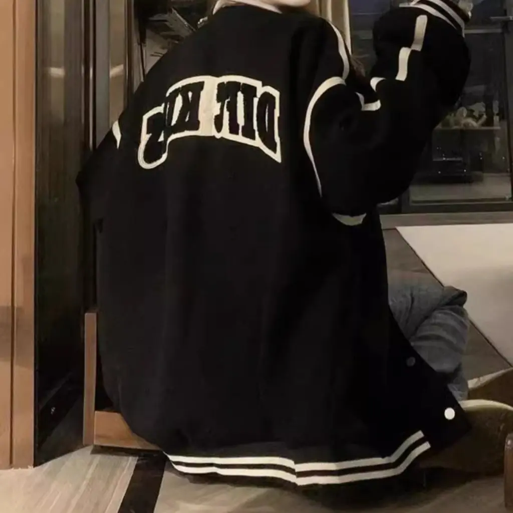 

Женская куртка в китайском стиле, стиль бойфренда, пара, новая модель, нишевый дизайн с буквами, свободный крой, большие размеры, студенческие тонкие