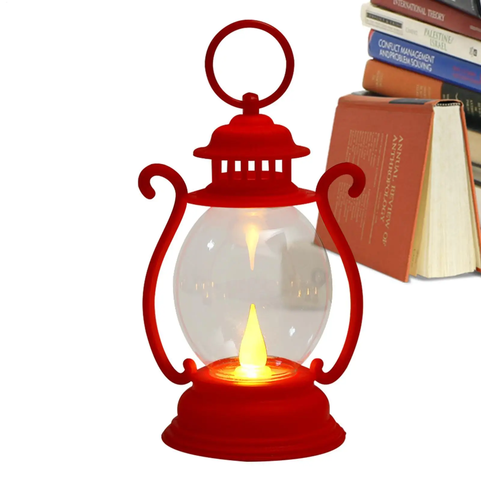 mini Vintage Lantern Portable Camping Light with Flame Effect Built-in LED bulb powered by Battery For Bar Restaurant Decoration