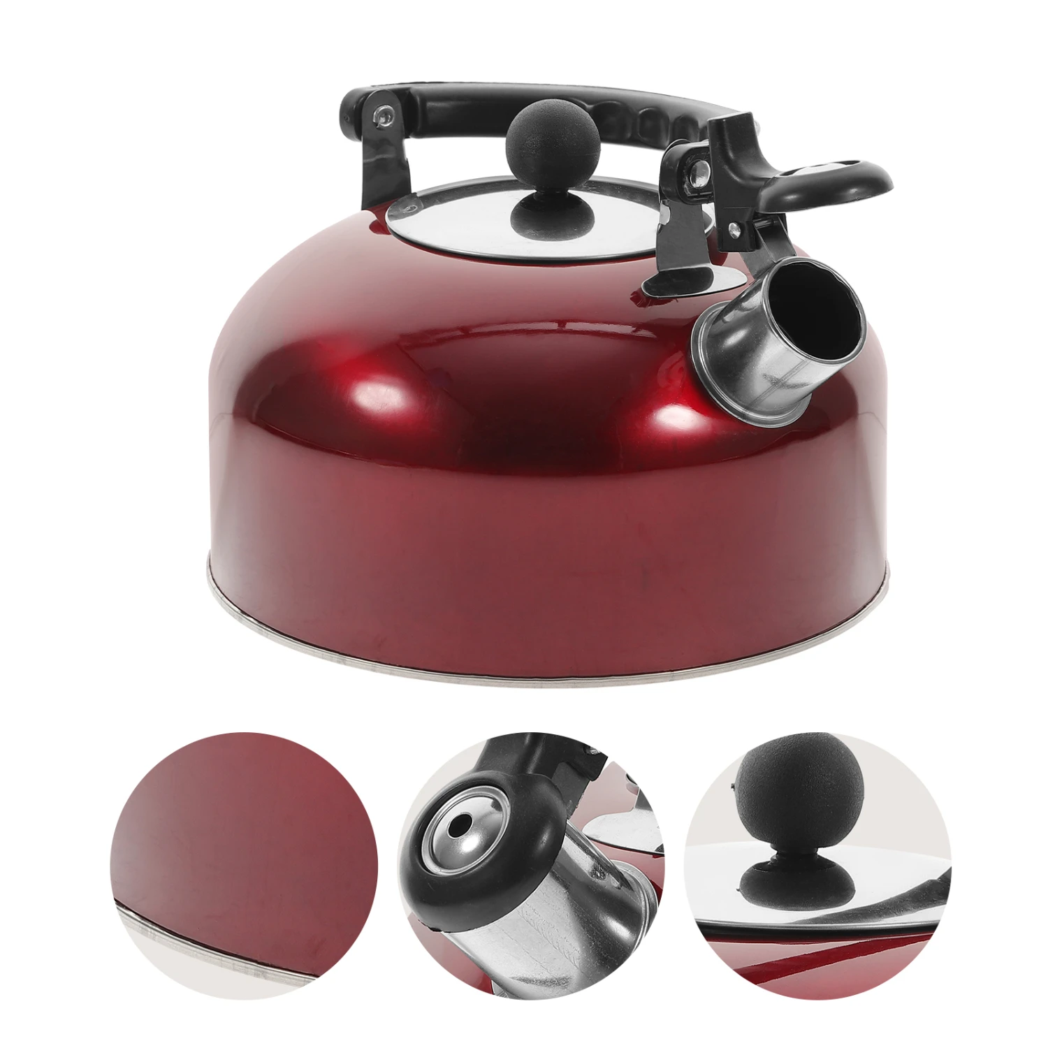 Beautifully designed Red Stainless Steel Hemispherical Whistling Water Kettle Tea Pot - Enhance your tea time with this stunning