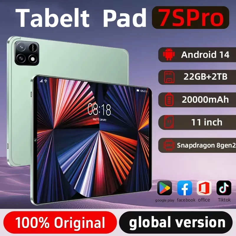 

2025 New Pad 7 Pro Original Global Edition Tablet PC Snapdragon 8gen2 Android 14 HD 4K 22GB + 1TB Dual SIM 5G WIFI GPS Tab