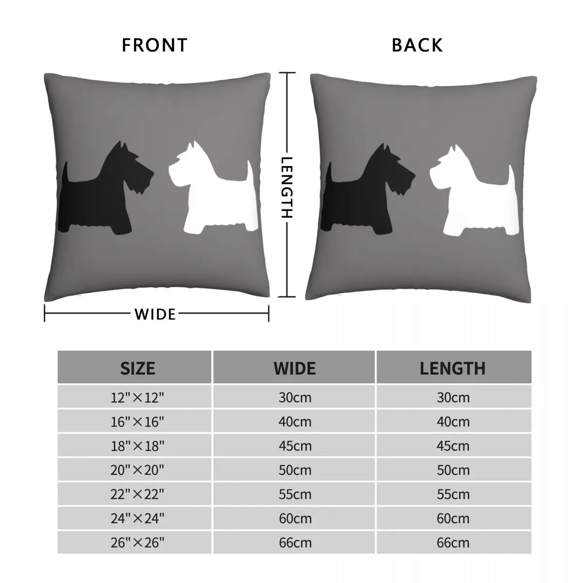 Scotties Westies Square Pillowcase Polyester Linen Velvet Pattern Zip Decorative Bed Cushion Cover