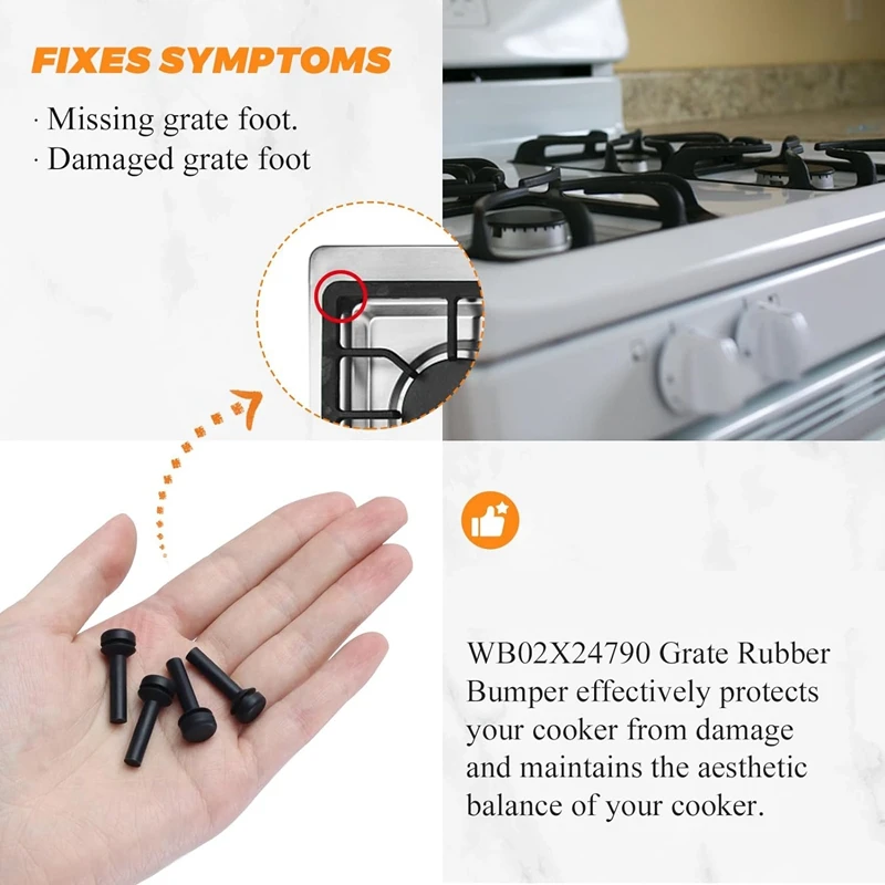 24Pack WB02X24790 Grate Rubber Feet-Fit Stove Top Range Grate Foot Rubber Pads-Cooktop Grate Foot Replaces 4455270 Easy To Use