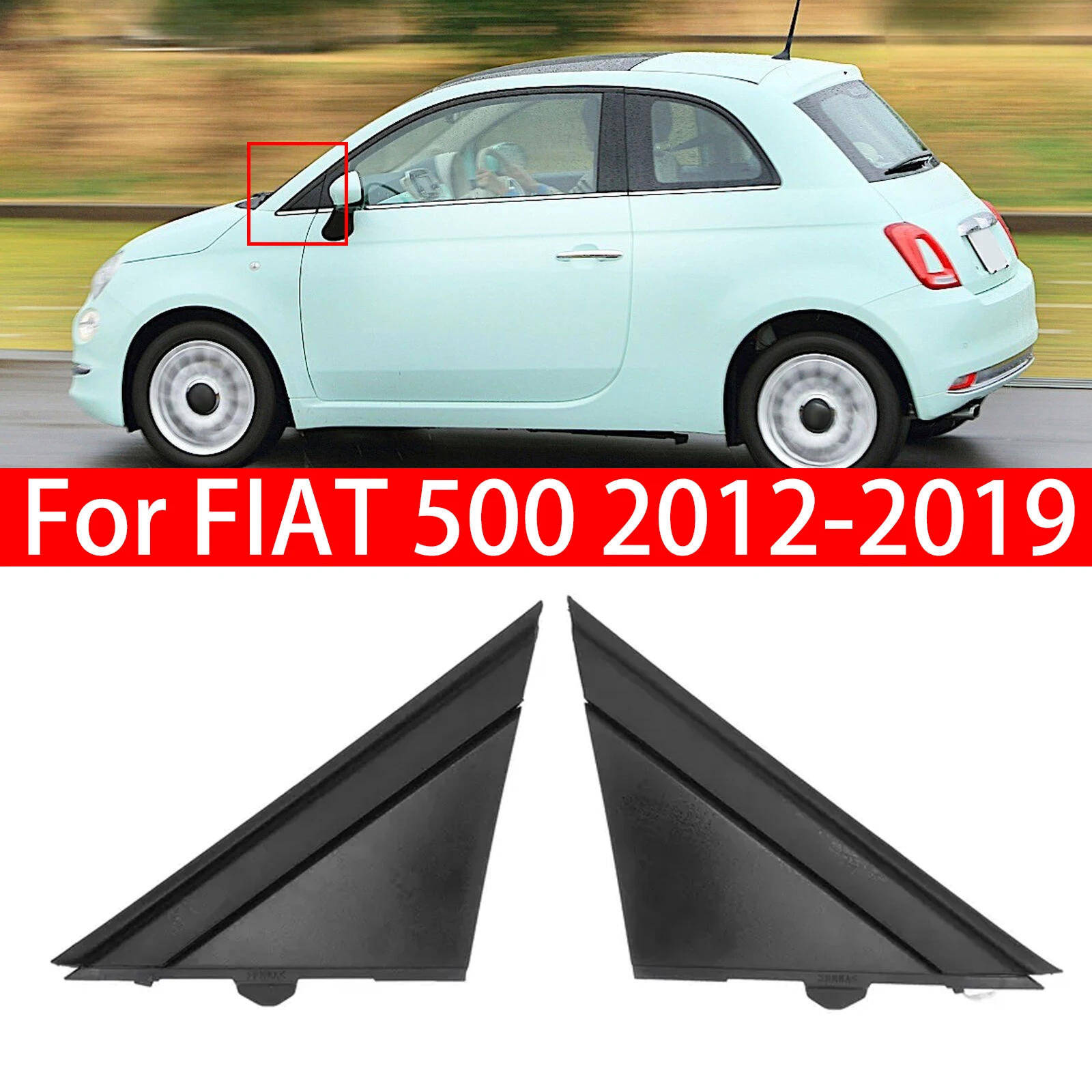 

1SH17KX7AA 1SH16KX7AA для FIAT 500 2012-2019, передняя дверь автомобиля, крыло, зеркало, крышка с флагом, литая пластина, защитный чехол, матовый черный, авто