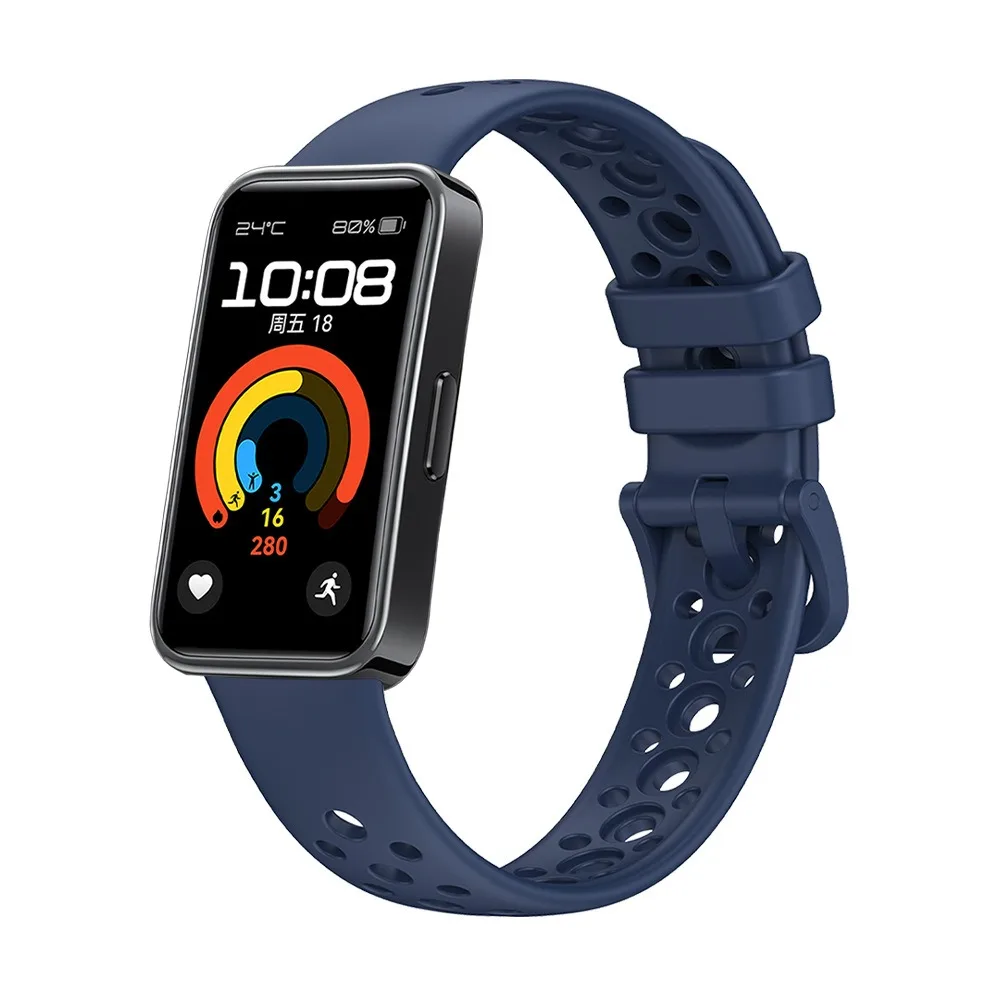 Neues Ersatz Silikon Uhren armband atmungsaktives Mesh Design Armband Schnalle Smart Watch Armband für Huawei Band