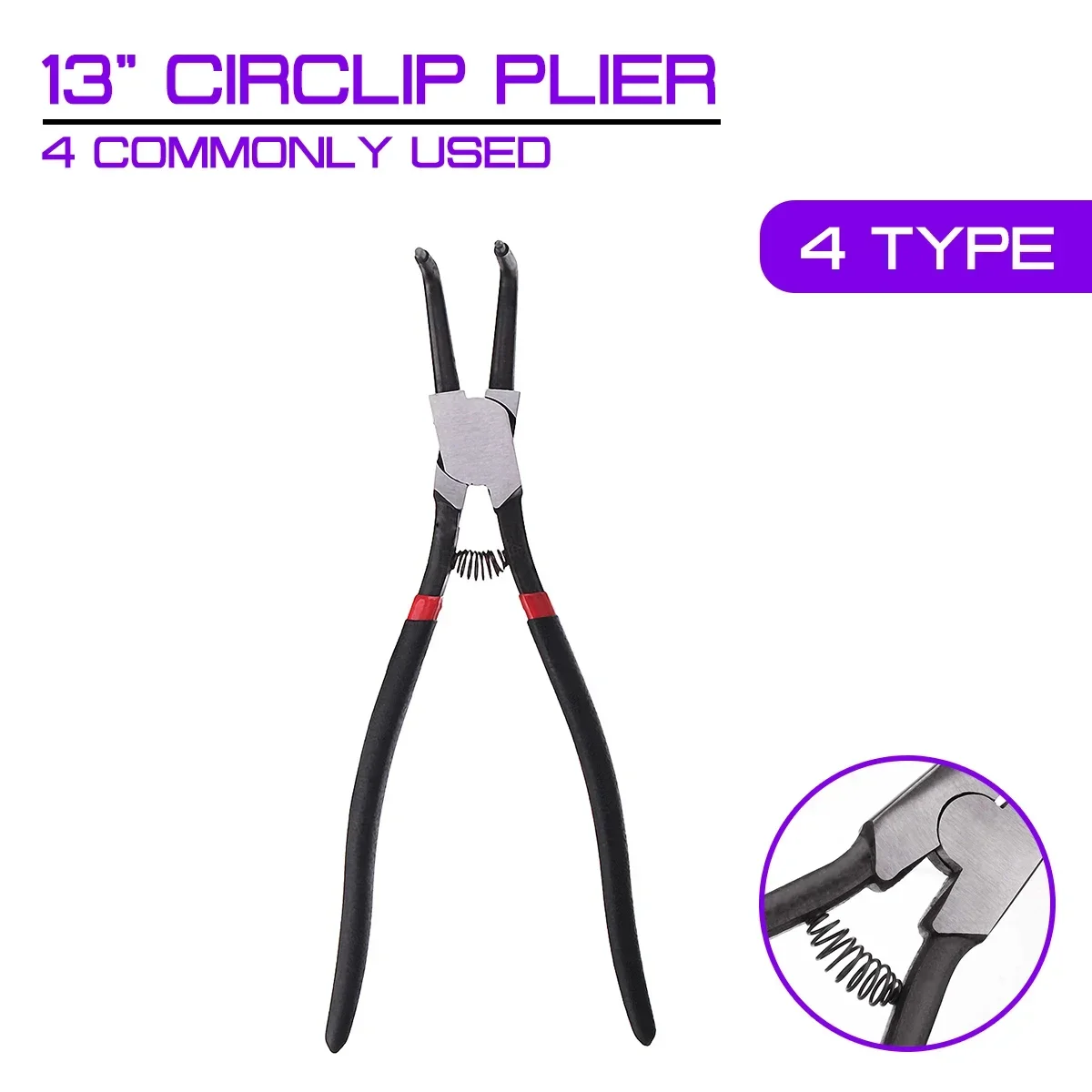 13 inch Curved Tip Plier Circliper Snap Ring Plier Internal/External/Straight/Bent Optional Hand Tool Electrician Crimping Tool