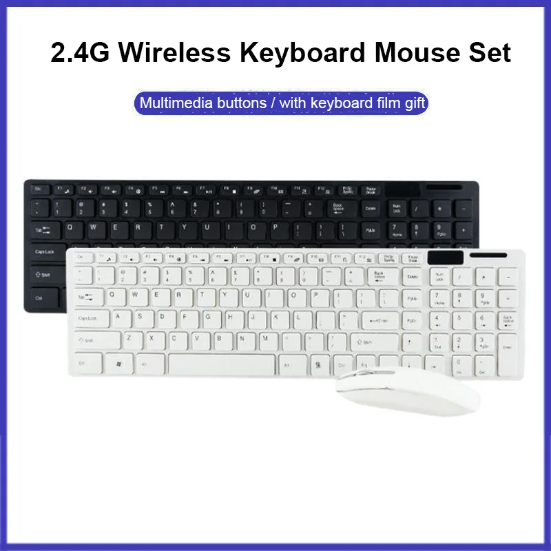 

2.4G Keyboard and Mouse Combos Wireless Mute Button Ergonomic Computer USB Thin Keyboard For Desktop Laptop Business Offices