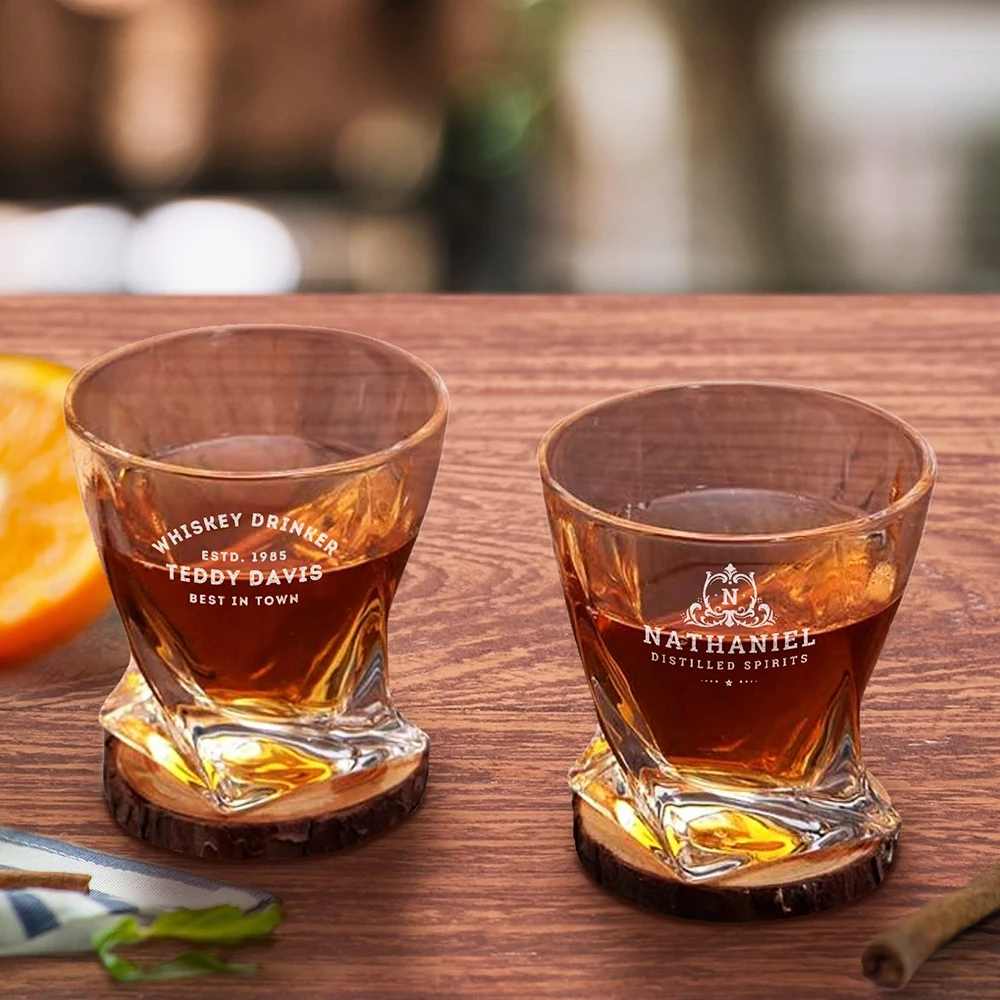 Personalized Whiskey Glass Groomsmen Gifts Custom Logo Text Whiskey Glasses Rocks Glasses Scotch Glasses Wedding Gift For Him