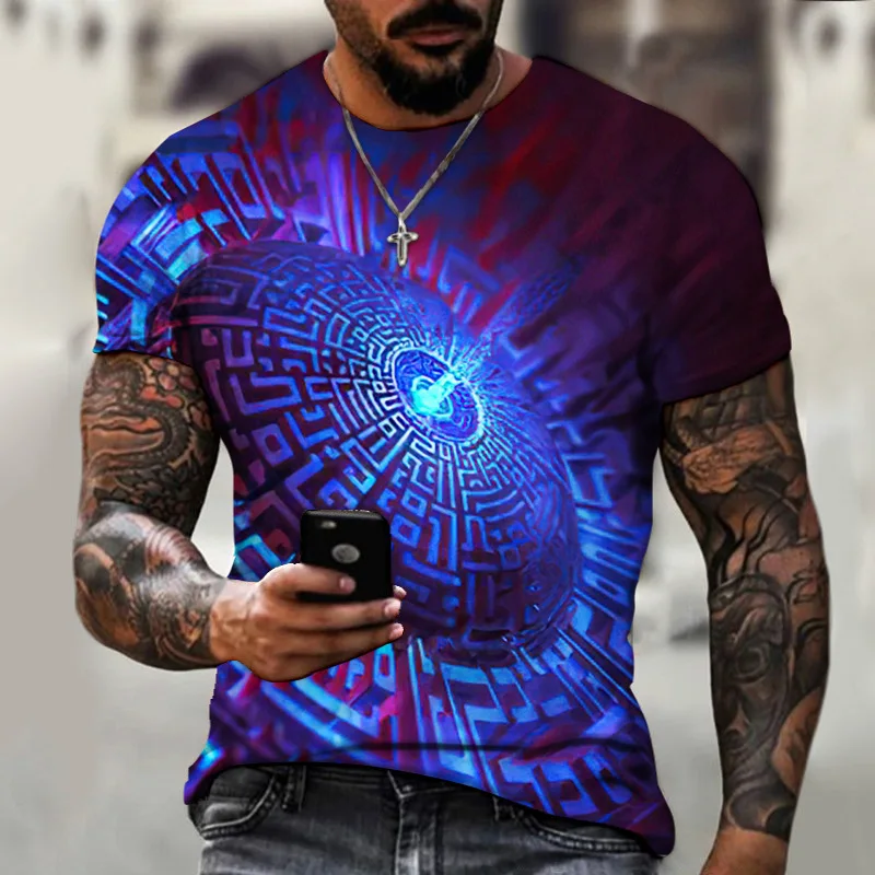 New Creative Abstract Vortex Print T-shirts 3D Men\'s /Women\'s Short sleeve Summer Street Fashion Casual Youth Personlity Tee Top