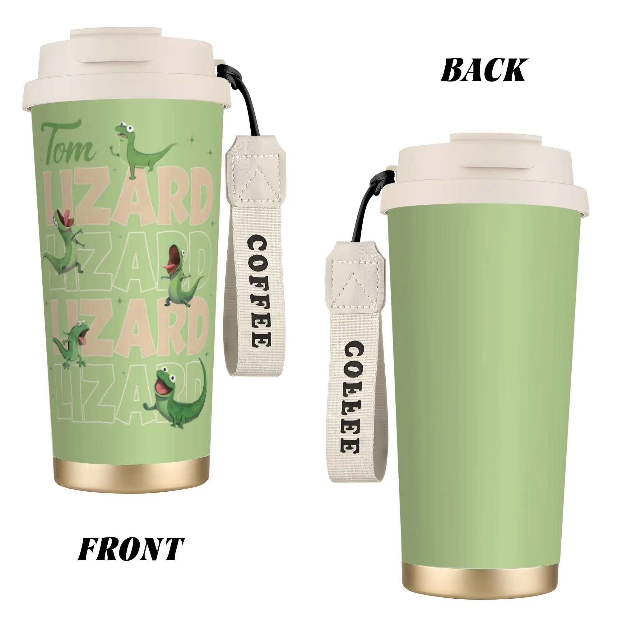 Portable Hoppers Tom The Lizard Insulated Thermal Cup Large Capacity Double-layer Coffee Cup Leakproof Stainless Steel