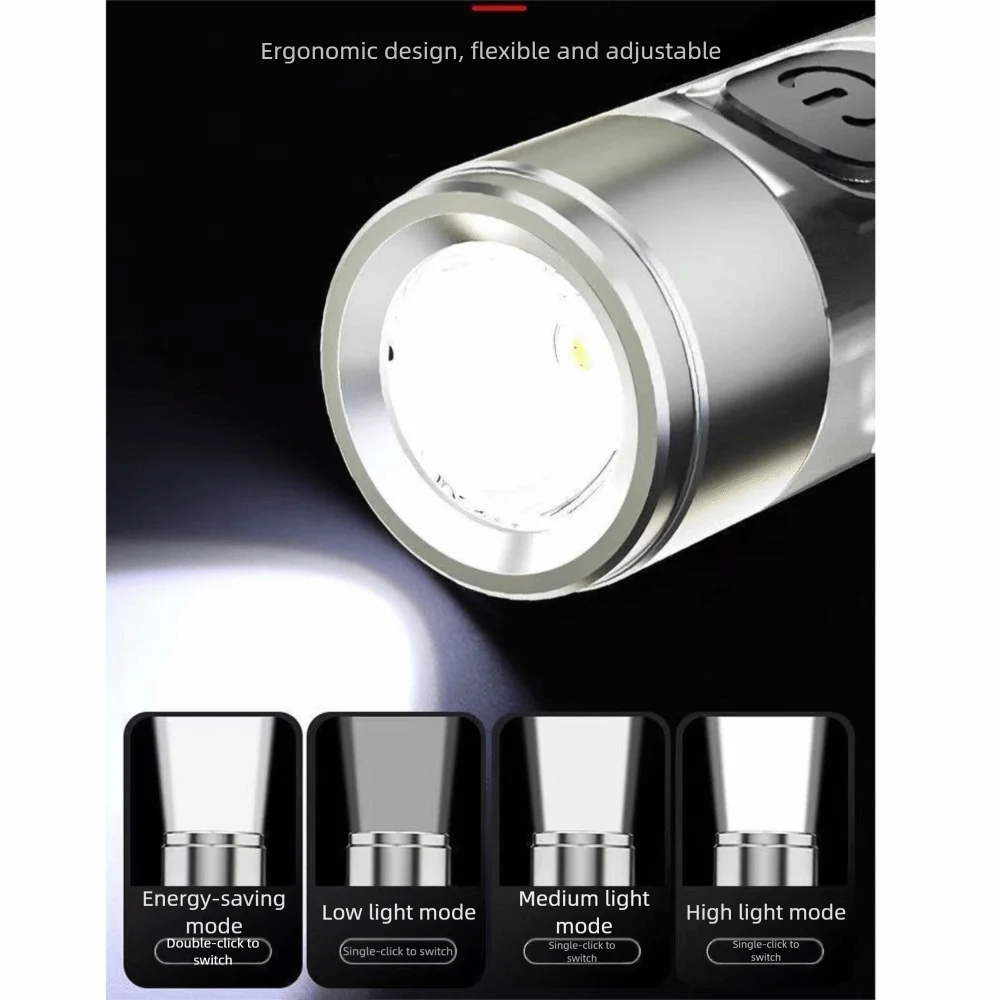 Waterproof Mini Keychain Flashlight 10 Modes Super Bright LED Magnetic Flashlight Magnetic Base Multifunctional