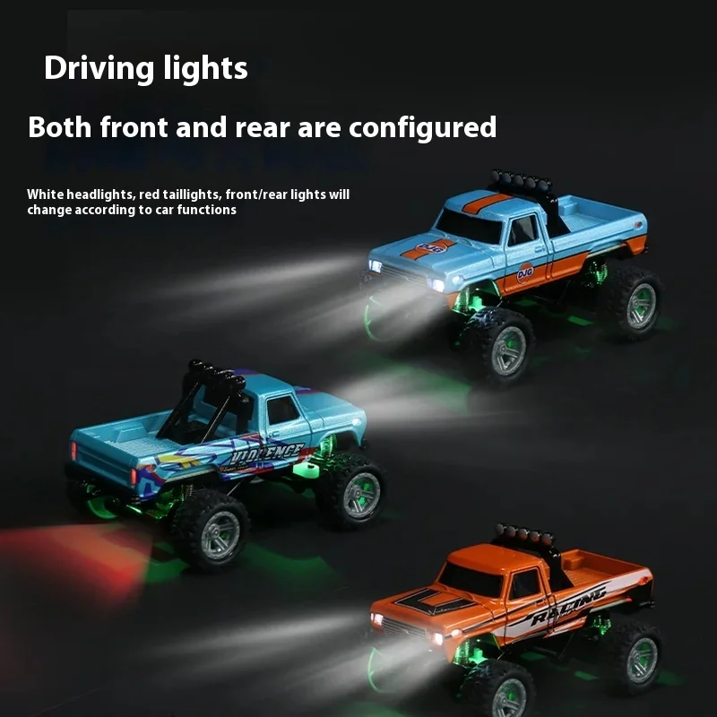 Nieuwe Echte Off-Road 1:64 Speed Mini Afstandsbediening Auto Legering Cool Uiterlijk Verlichting Schokabsorptie Kinderspeelgoed