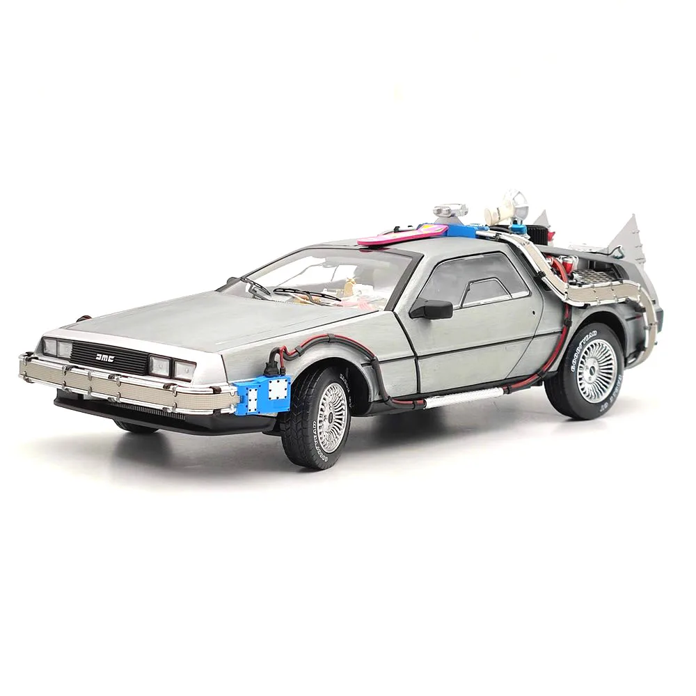 HW 1/18 for Elite Back To The Future Time Machine Ultimate Edition BCJ97 Diecast Models Car Collection Christmas Auto Gift