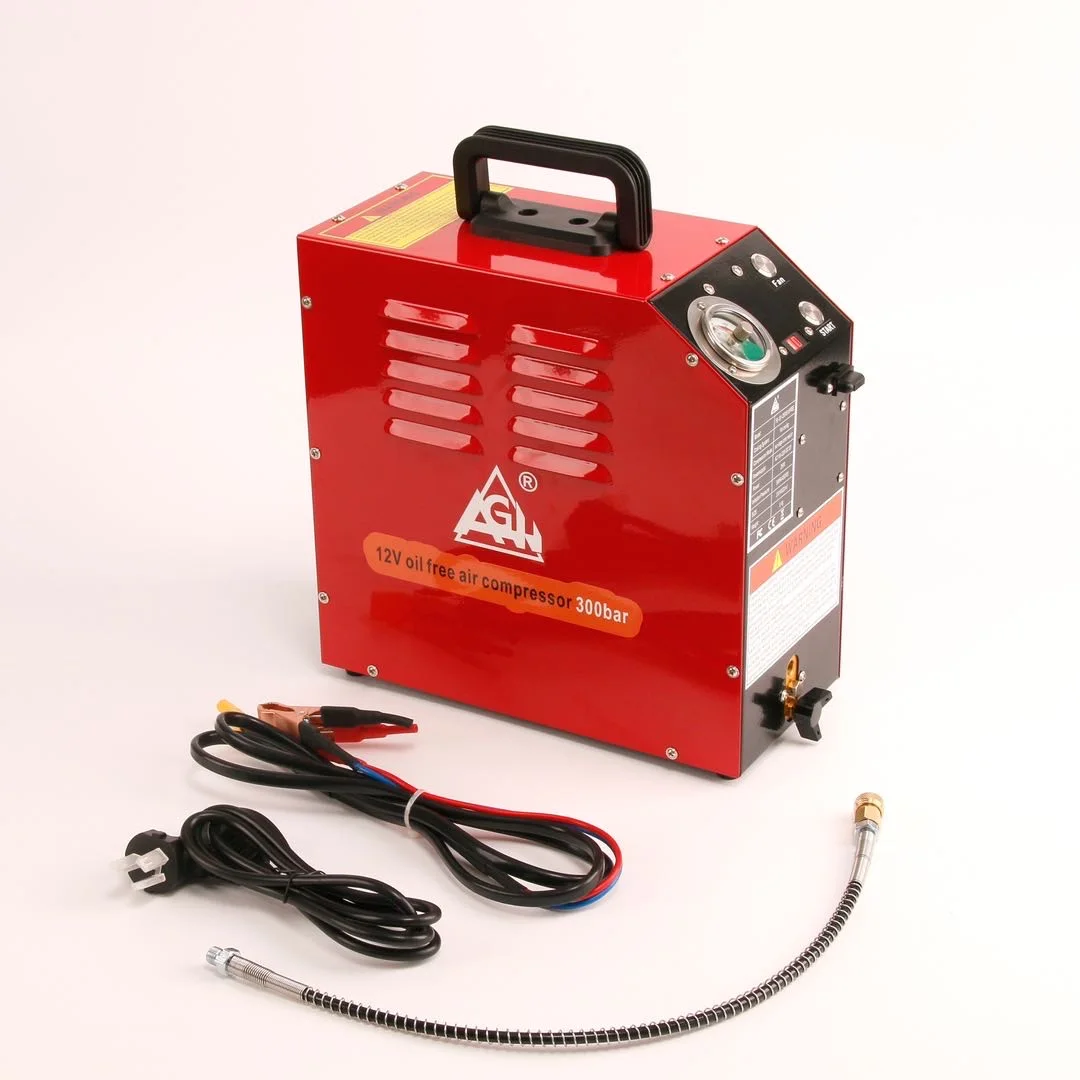 AGH 110V/220V 12V PCP Air Compressor 4500psi 300bar 30mpa Electric Portable Oil Free Built-in Transformer Diving Hunting Pump