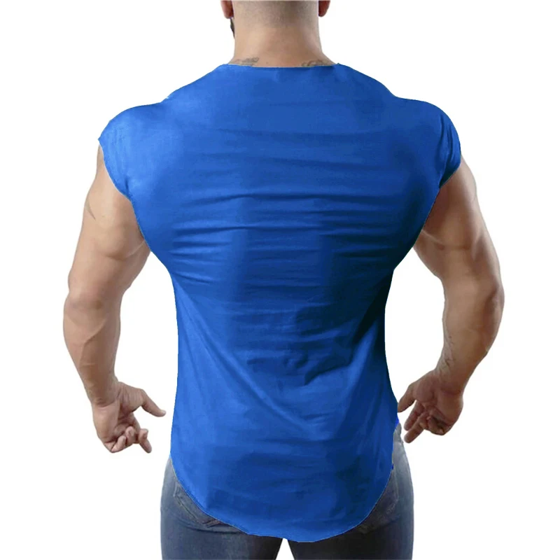 Camiseta sin mangas de algodón para hombre, chaleco transpirable sin mangas para gimnasio, culturismo y Fitness, Camiseta ajustada de 0 cuello