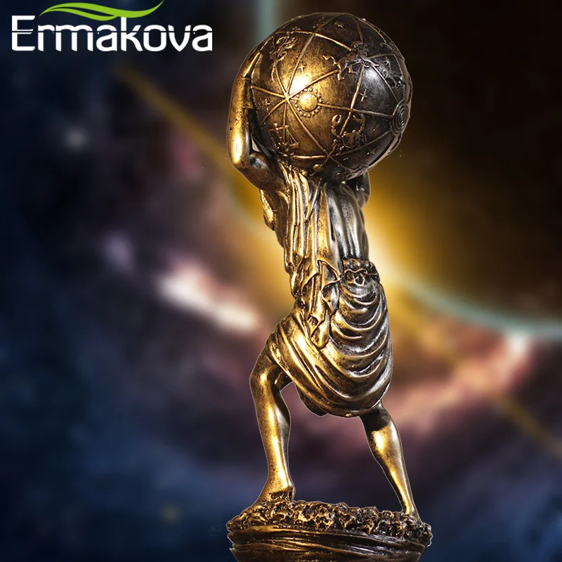 ERMAKOVA Grecki Bóg Statuetki Home Decor Atlas Rzeźby Roman Hercules Titan Figurki na biurko Astronomia Ozdoby biurowe