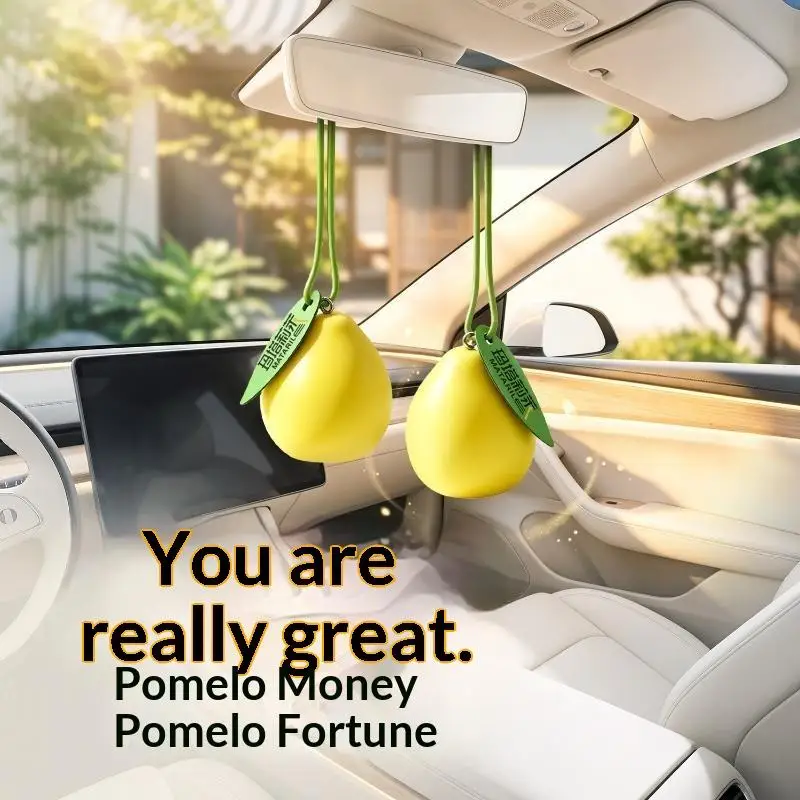Car Hanging Air Freshener: Beautiful Pomelo Scent For Car Styling, Aroma Fresh Air Purifier, Interior Decorations, Ornament