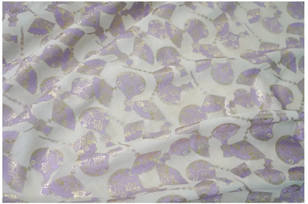 Goldener Seiden-Jacquard-Stoff im chinesischen antiken Stil für Frühling und Sommer, Kleidung, Hochzeitskleid, dekorativer Nähstoff – Detail 6