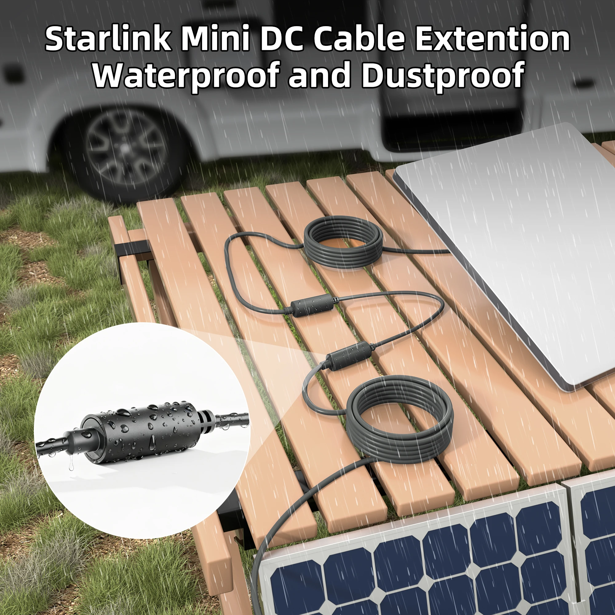 Starlink Mini Extension Cable Waterproof Starlink Standard Gen3 DC Cable Connector Female to Female Adapter 0.3M for Camp Travel